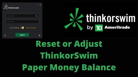 Helpful information to log in to your TD Ameritrade account. . Thinkorswim reset paper money